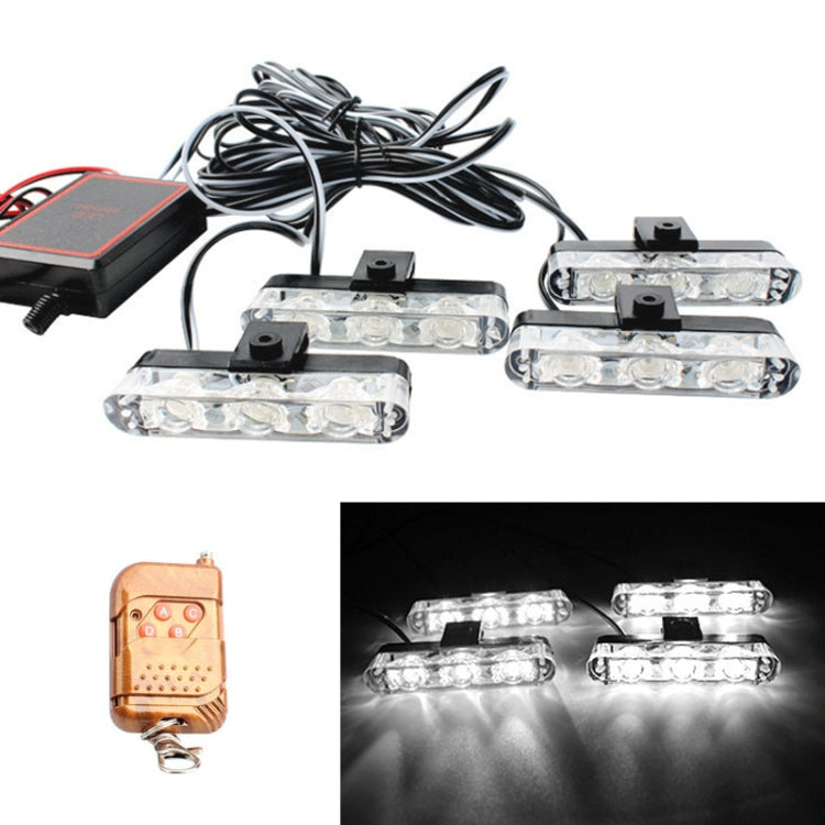 4 in 1 Car 12LEDs Grille Flash Lights Warning Lights with Wireless Remote Control