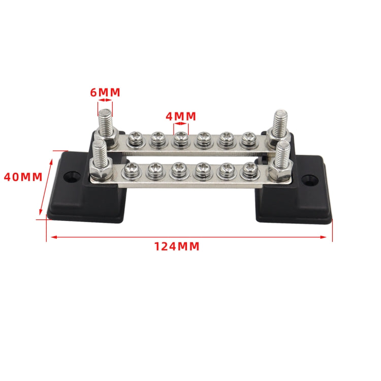 CP-3052 150A 12-48V RV Yacht Double-row 6-way Busbar with 16pcs Terminals