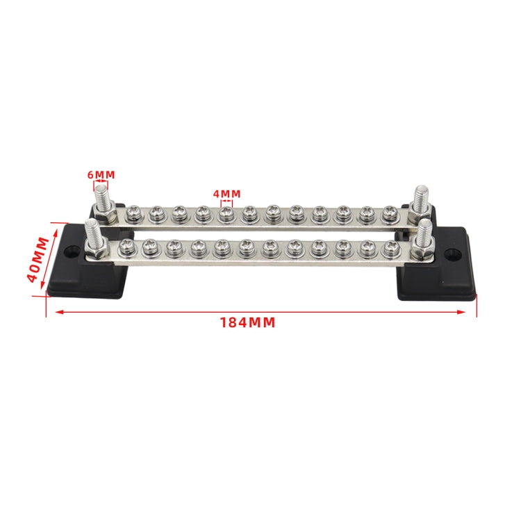 CP-3053 150A 12-48V RV Yacht Double-row 12-way Busbar with 28pcs Terminals