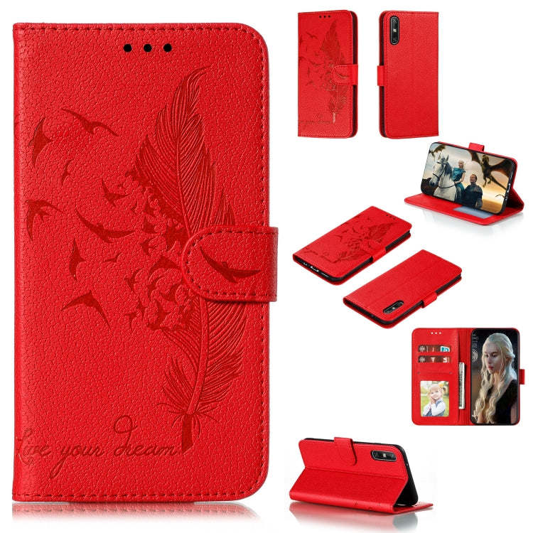 Litchi Texture Feather Embossing Pattern Horizontal Flip Leather Case with Holder & Card Slots & Wallet & Photo Frame & Lanyard My Store