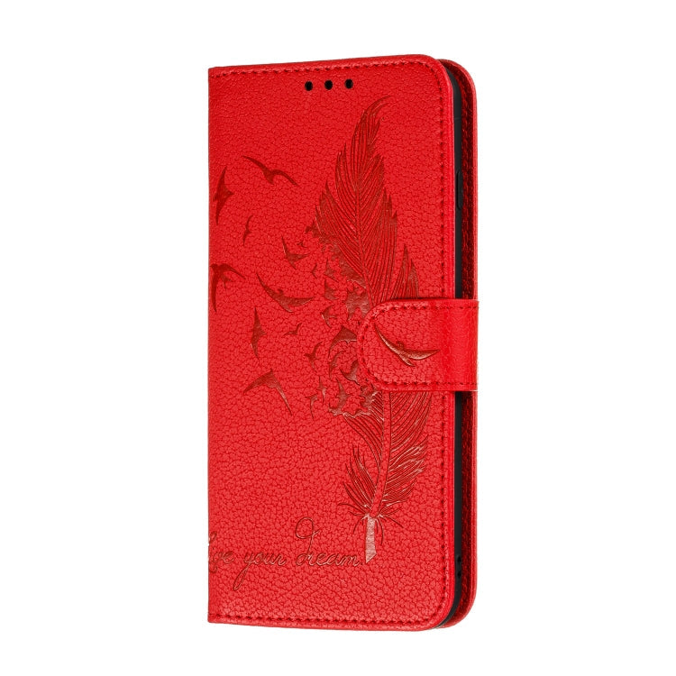 Litchi Texture Feather Embossing Pattern Horizontal Flip Leather Case with Holder & Card Slots & Wallet & Photo Frame & Lanyard