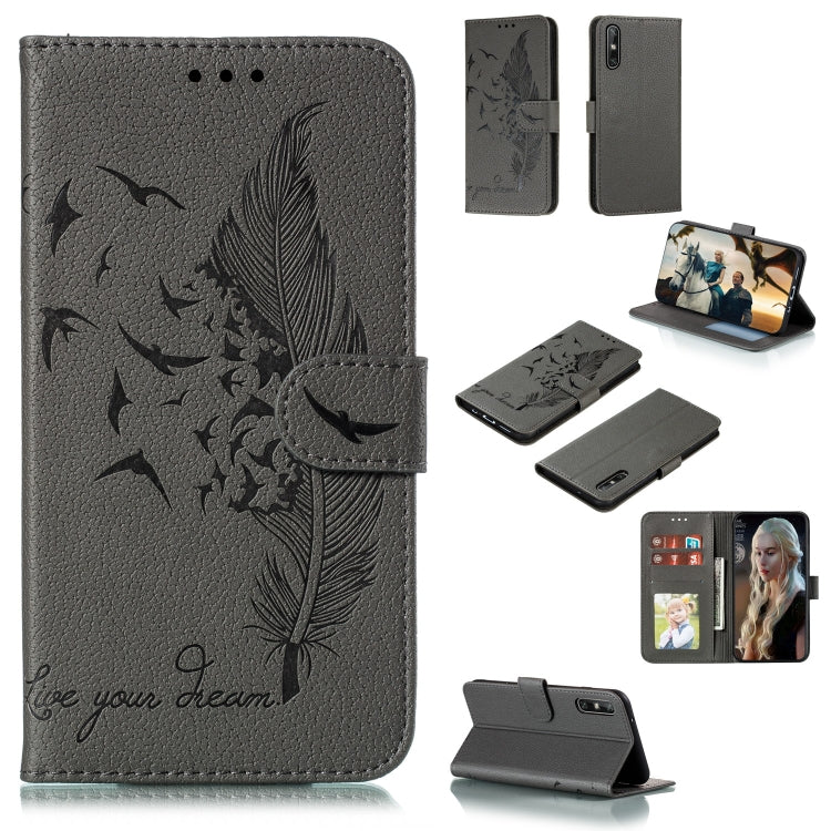 Litchi Texture Feather Embossing Pattern Horizontal Flip Leather Case with Holder & Card Slots & Wallet & Photo Frame & Lanyard My Store