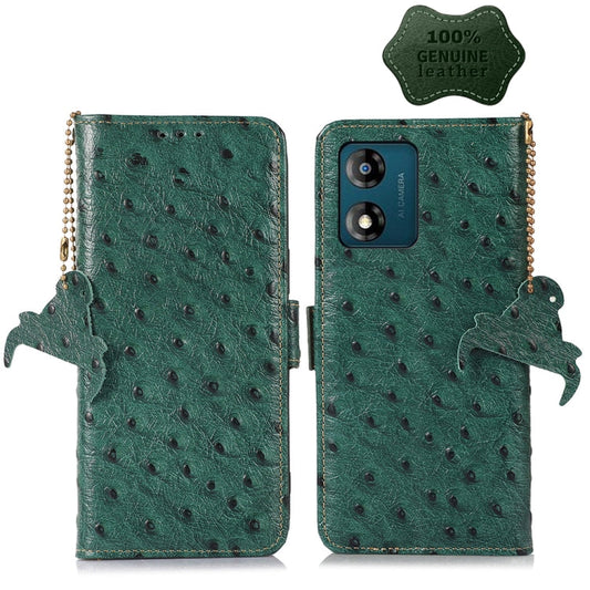 For Motorola Moto E13 4G 2023 Ostrich Pattern Genuine Leather RFID Phone Case My Store