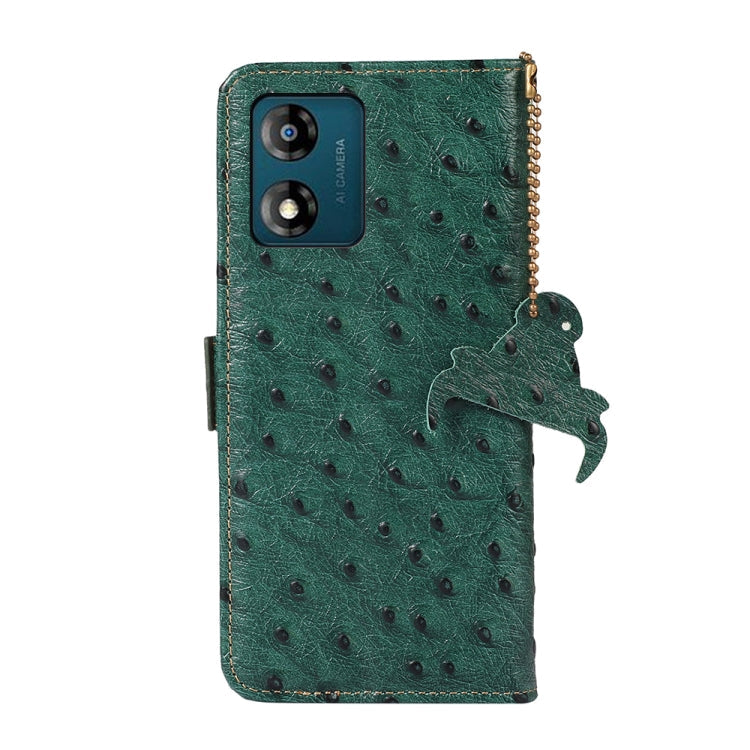 For Motorola Moto E13 4G 2023 Ostrich Pattern Genuine Leather RFID Phone Case My Store