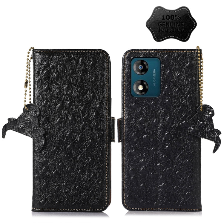 For Motorola Moto E13 4G 2023 Ostrich Pattern Genuine Leather RFID Phone Case My Store