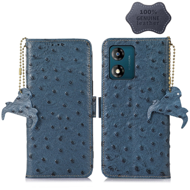 For Motorola Moto E13 4G 2023 Ostrich Pattern Genuine Leather RFID Phone Case My Store