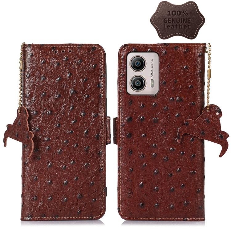 For Motorola Moto G53 5G / G13 / G23 Ostrich Pattern Genuine Leather RFID Phone Case My Store