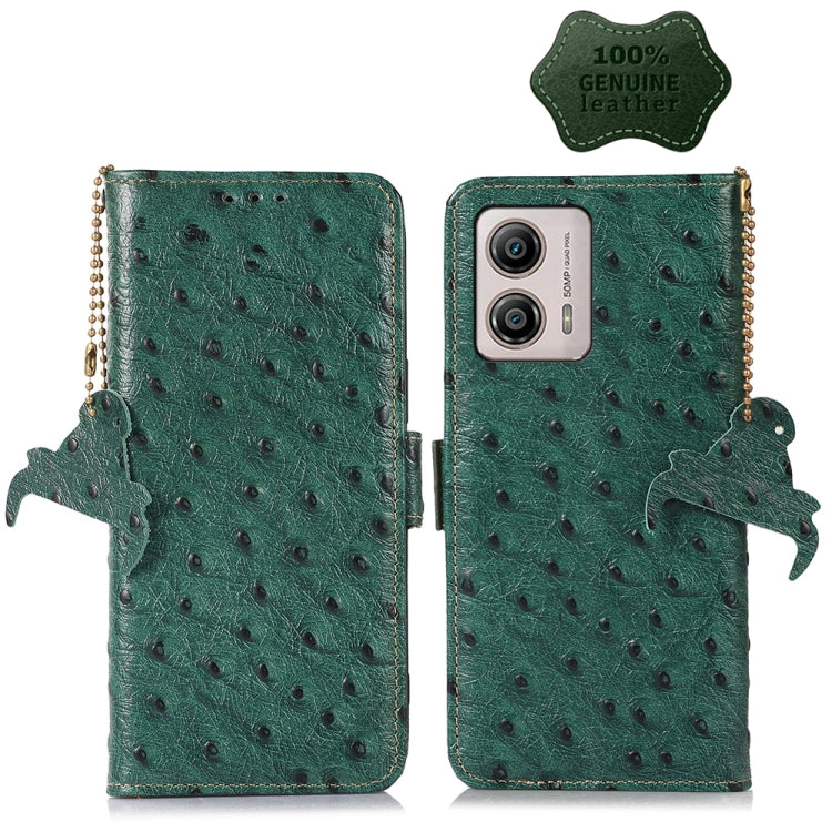 For Motorola Moto G73 5G Ostrich Pattern Genuine Leather RFID Phone Case My Store