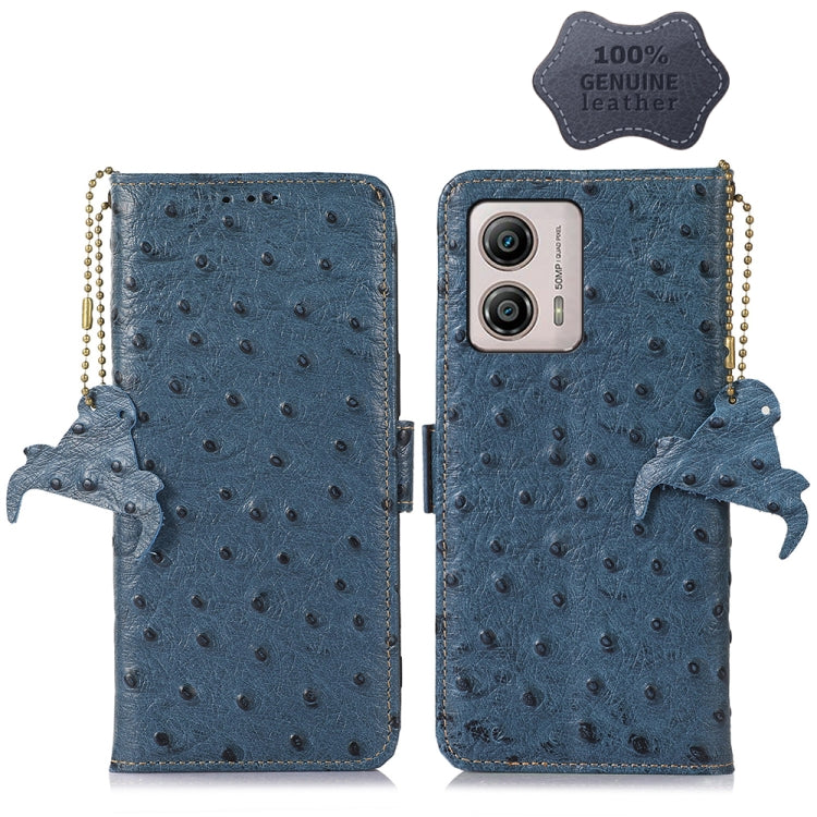 For Motorola Moto G73 5G Ostrich Pattern Genuine Leather RFID Phone Case My Store