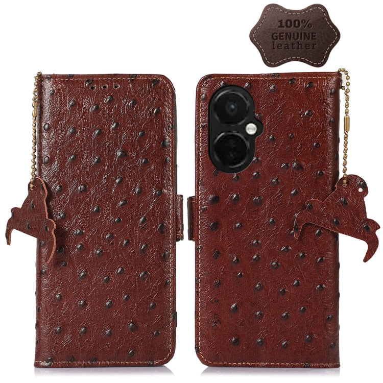 For OnePlus Nord CE 3 Lite Ostrich Pattern Genuine Leather RFID Phone Case My Store