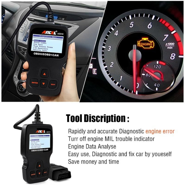 Ancel AD310 CAN OBD2 Car Engine Fault Diagnosis Tool