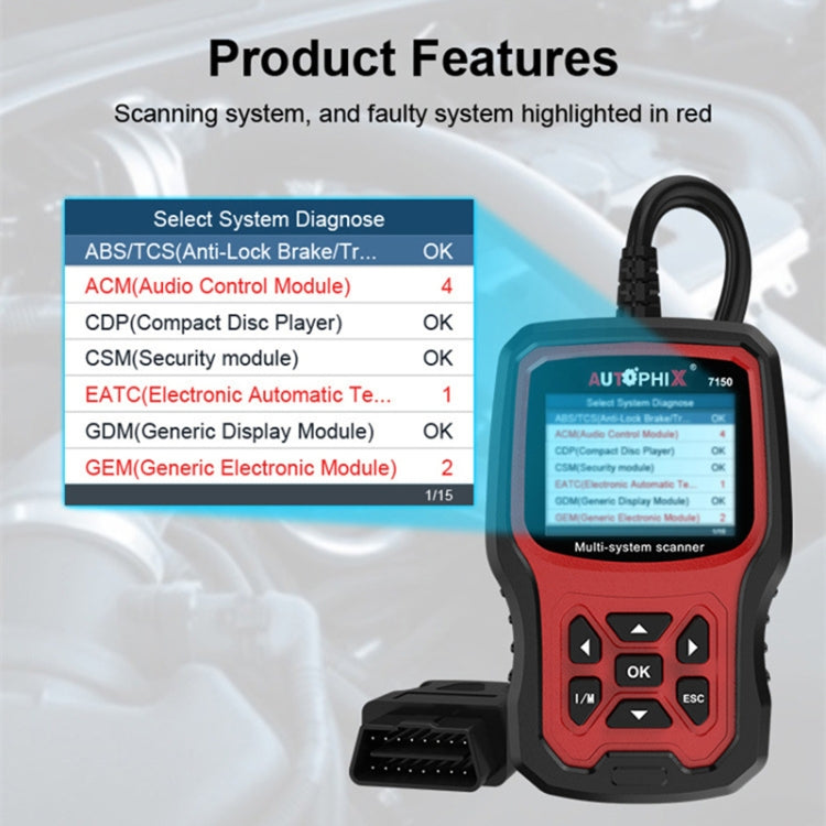 Autophix 7150 OBDII Scanner Automotive Diagnostic Tool