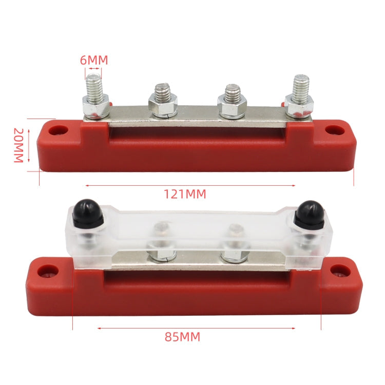 CP-3118 150A 12-48V RV Yacht Single-row 2-way Busbar with 4pcs Terminals