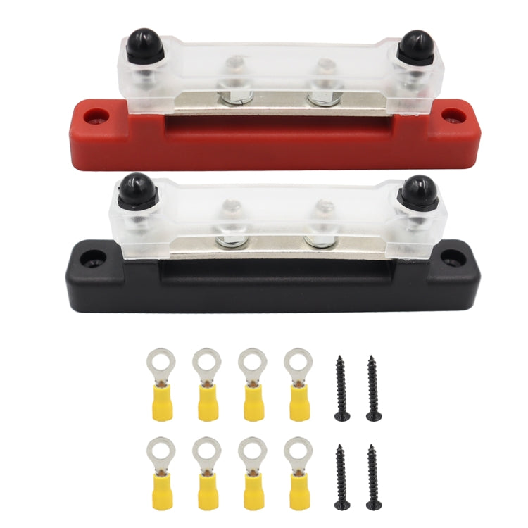 CP-3120 1 Pair 150A 12-48V RV Yacht Single-row 2-way Busbar with 8pcs Terminals