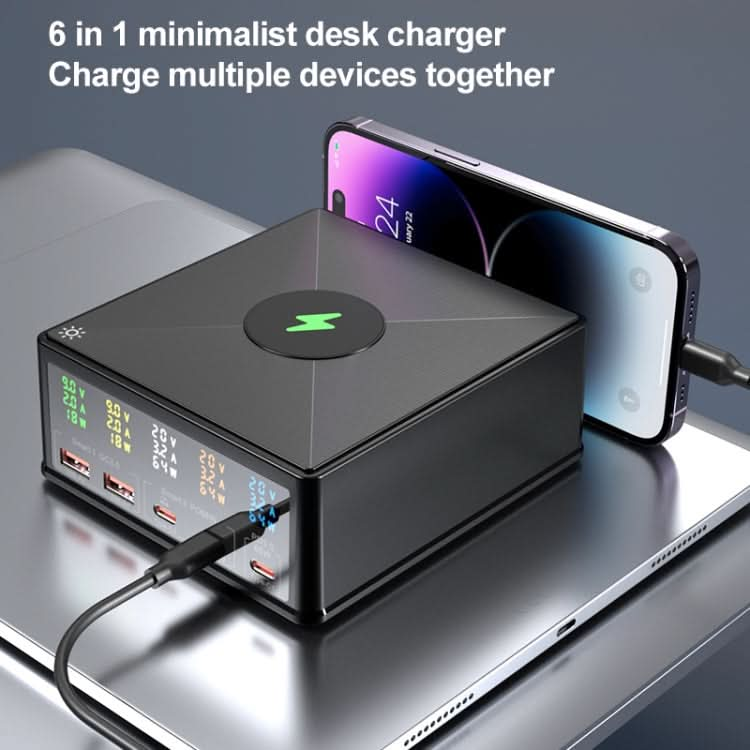 868H 6 in 1 160W 3 PD Type-C + 2 QC3.0 USB Ports Multi Ports Charger