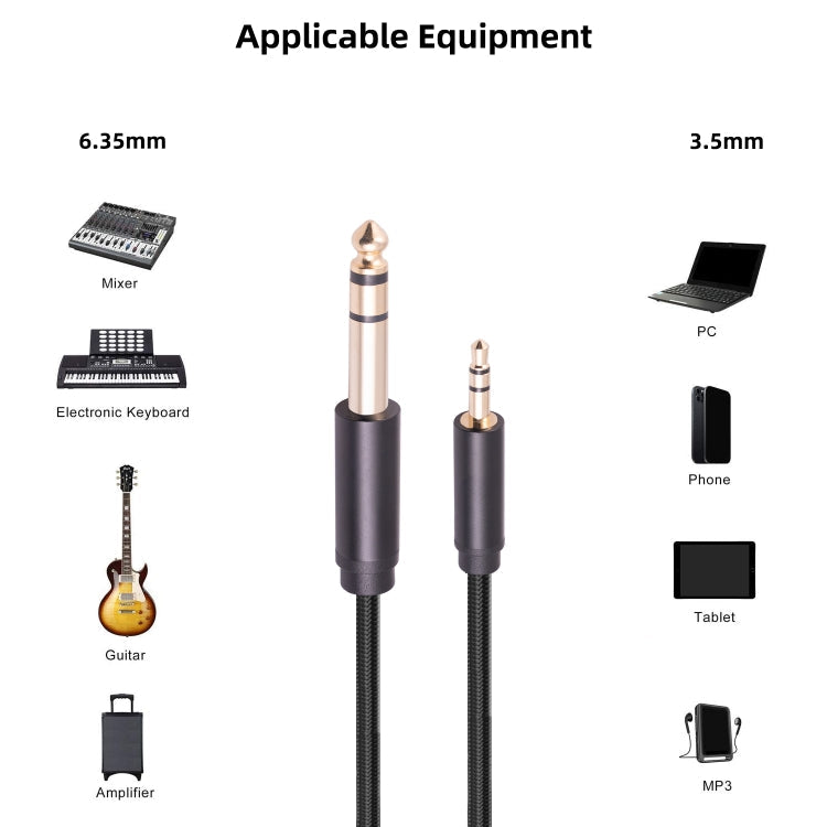 3662BK 3.5mm Male to 6.35mm Male Stereo Audio Cable-Reluova