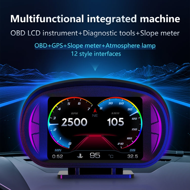 P2 3 inch Multi-function HD OBD LCD Instrument GPS Car Speed Slope Meter HUD Head-up Display ÎҵÄÉ̵ê