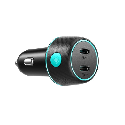 JOYROOM JR-CCN02 70W Dual PD Multi-Color Car Charger with Light Button