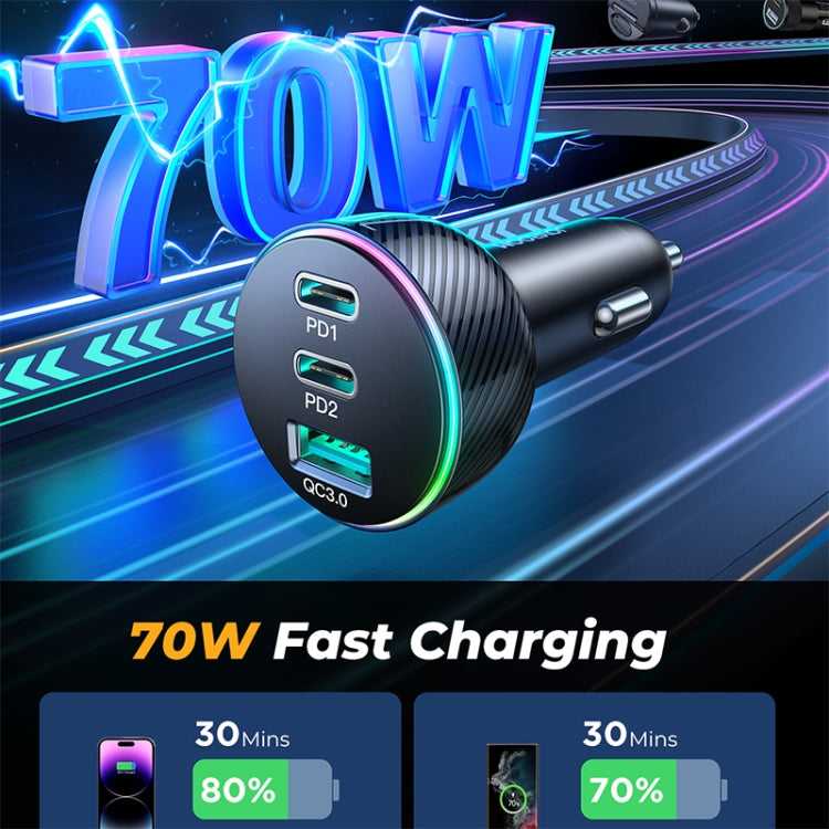 JOYROOM JR-CL26 70W 3-port USB+USB-C / Type-C Car Charger