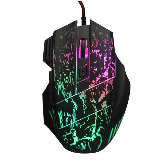 HXSJ A874 7-keys Flowing Water Crack Colorful Luminous Wired Gaming Mouse My Store