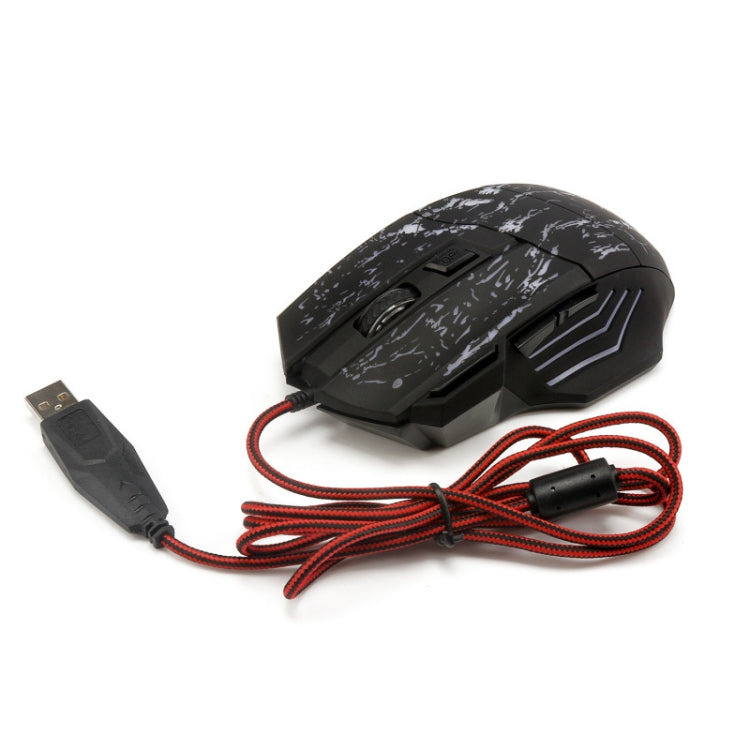 HXSJ A874 7-keys Flowing Water Crack Colorful Luminous Wired Gaming Mouse