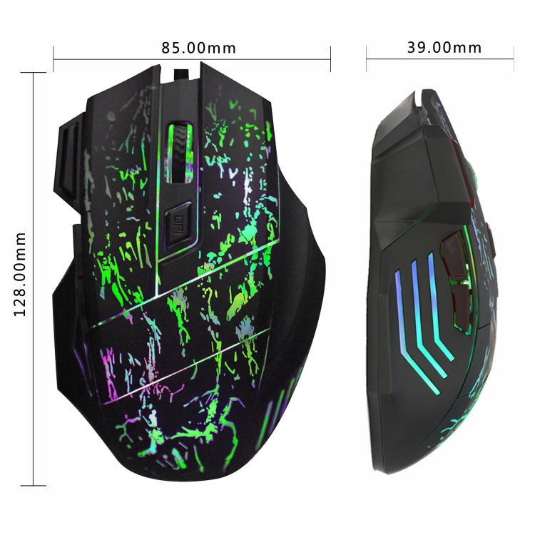 HXSJ A874 7-keys Flowing Water Crack Colorful Luminous Wired Gaming Mouse My Store