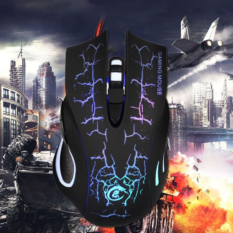 HXSJ A888B 6-keys Crackle Colorful Lighting Wired Gaming Mouse My Store