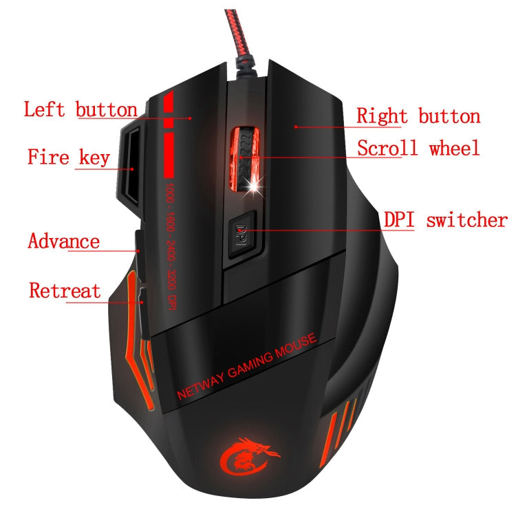 HXSJ A907 7 Keys Colorful Luminous 7D Wired Gaming Mouse My Store