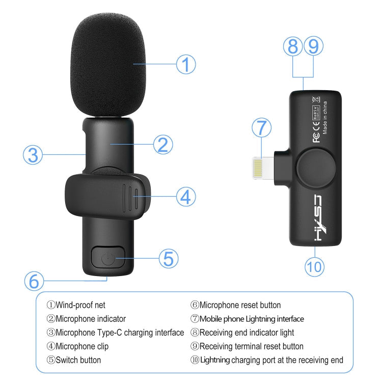 HXSJ F18 2.4G 8 Pin Noise Reduction Lavalier Wireless Microphone Reluova