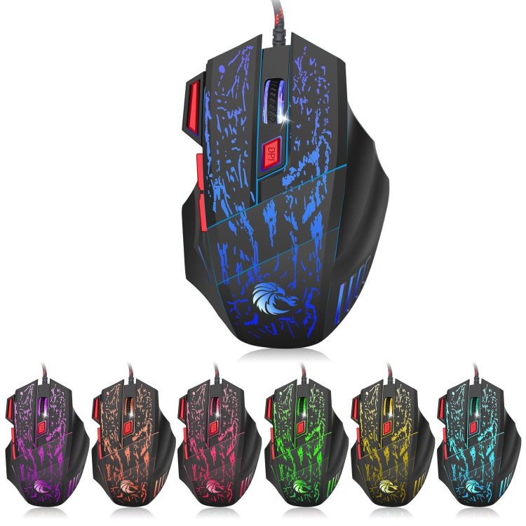 HXSJ H300 7 Keys Flowing Water Crack Colorful Luminous Wired Gaming Mouse My Store