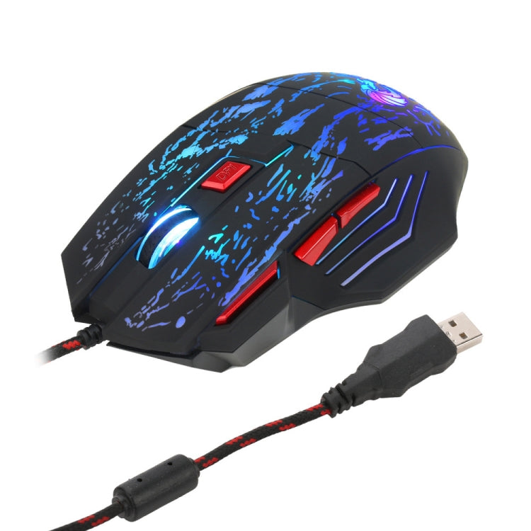 HXSJ H300 7 Keys Flowing Water Crack Colorful Luminous Wired Gaming Mouse My Store