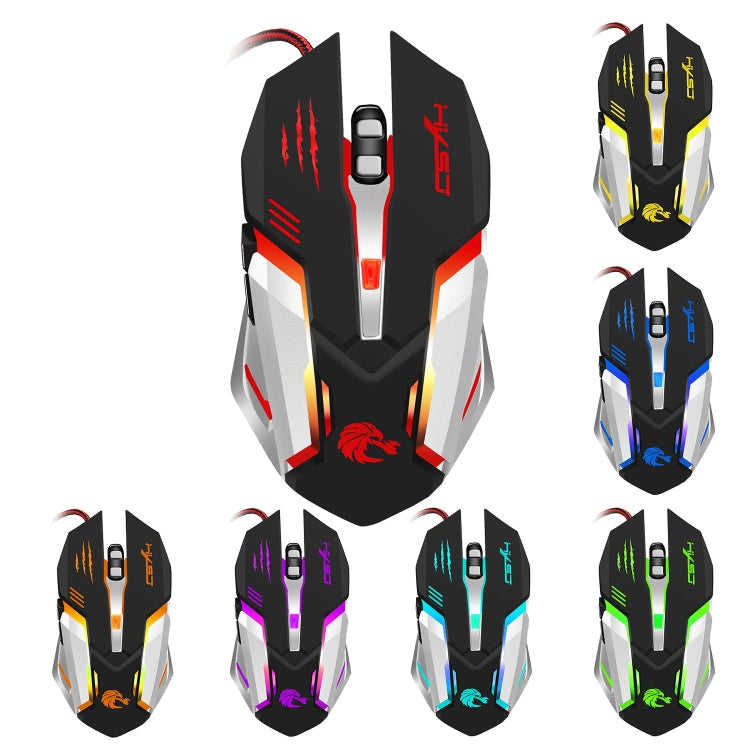 HXSJ S100 6 Keys Colorful Luminous Wired Gaming Mouse