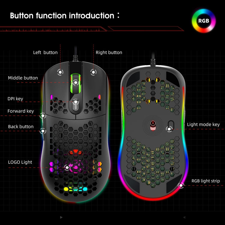 HXSJ X600 6 Keys RGB Luminous Macro Programming Wired Gaming Mouse My Store