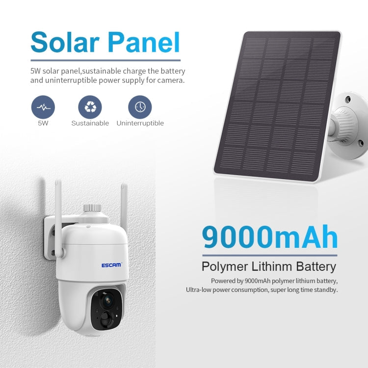 ESCAM G24 3MP WiFi Smart Night Vision Two-way Voice Intercom Solar Camera Support Full HD AI Recognition PIR Alarm