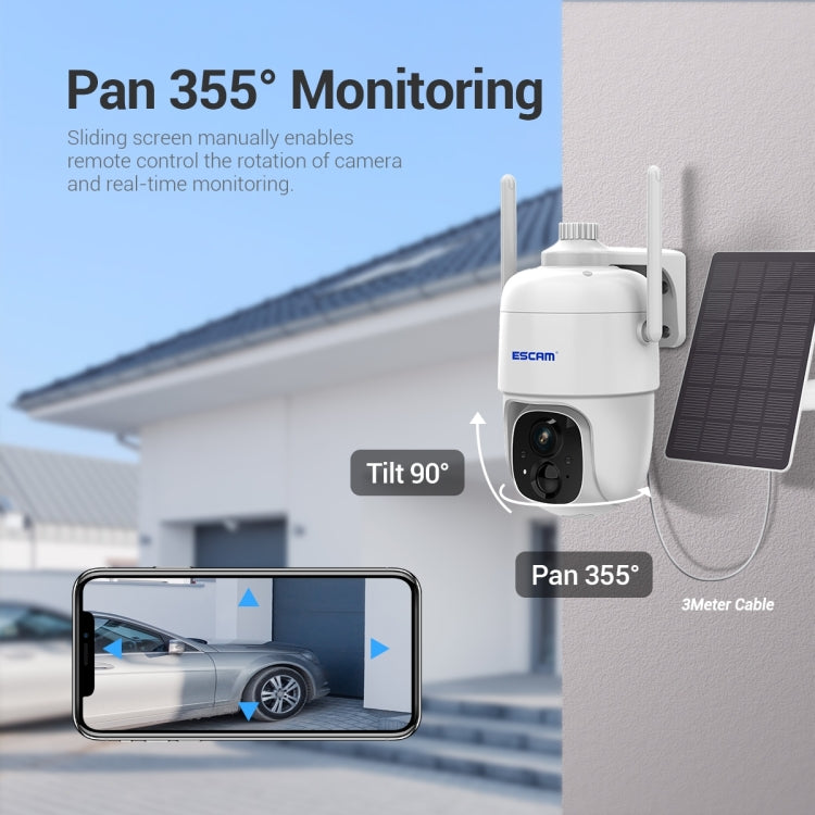 ESCAM G24 3MP WiFi Smart Night Vision Two-way Voice Intercom Solar Camera Support Full HD AI Recognition PIR Alarm Reluova