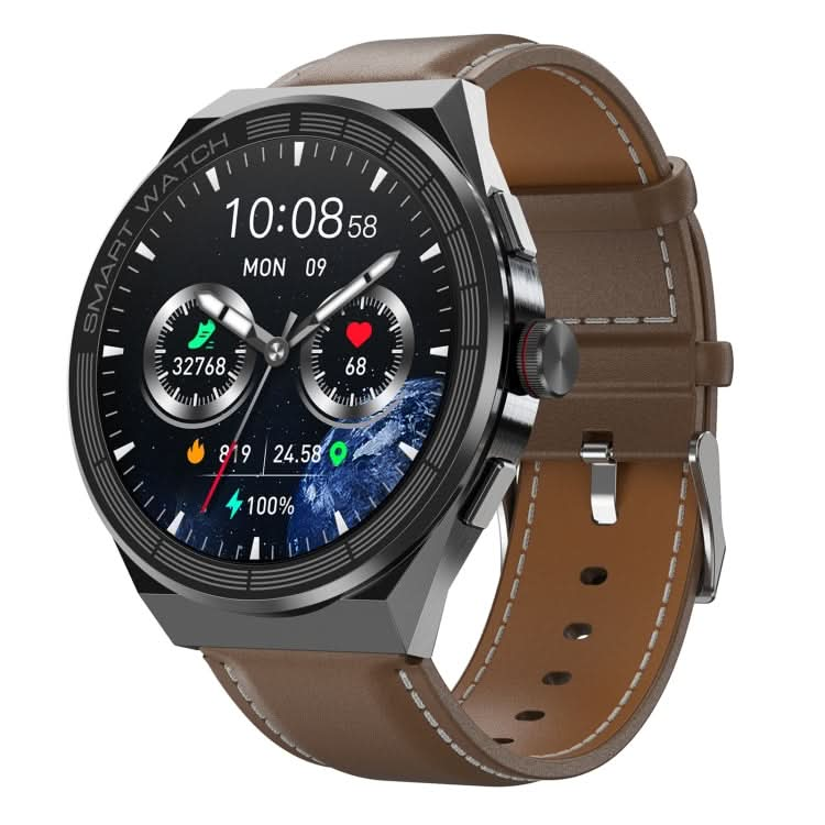 BM01 1.45 inch Leather Band IP68 Waterproof Smart Watch Support Bluetooth Call / NFC