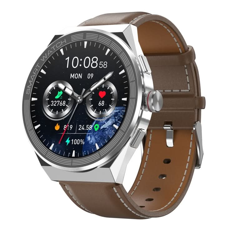 BM01 1.45 inch Leather Band IP68 Waterproof Smart Watch Support Bluetooth Call / NFC