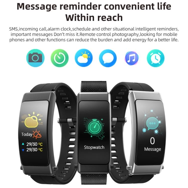 K50+ 0.96 inch Leather Band Earphone Detachable Life Waterproof Smart Watch Support Bluetooth Call