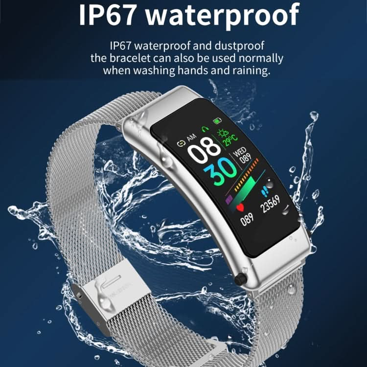 K50 1.08 inch Steel Band Earphone Detachable IP67 Waterproof Smart Watch Support Bluetooth Call