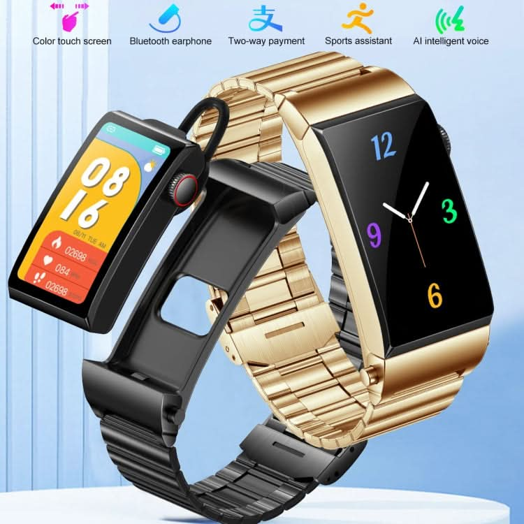 M6 1.5 inch Steel Band Earphone Detachable IP68 Waterproof Smart Watch Support Bluetooth Call