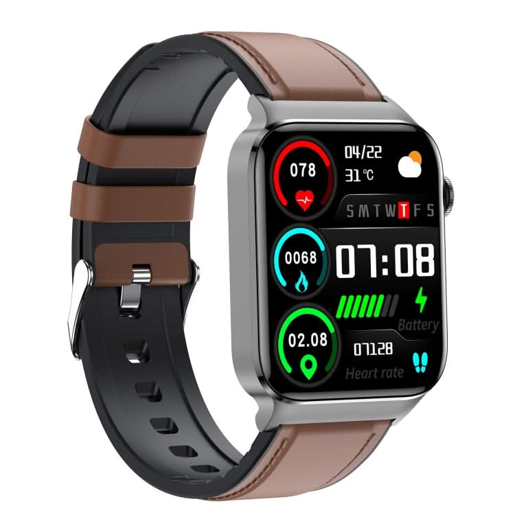 T50 1.85 inch Leather Band IP67 Waterproof Smart Watch Supports Voice Assistant / Health Monitoring