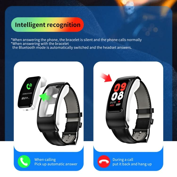 K60 1.08 inch Steel Band Earphone Detachable Life Waterproof Smart Watch Support Bluetooth Call