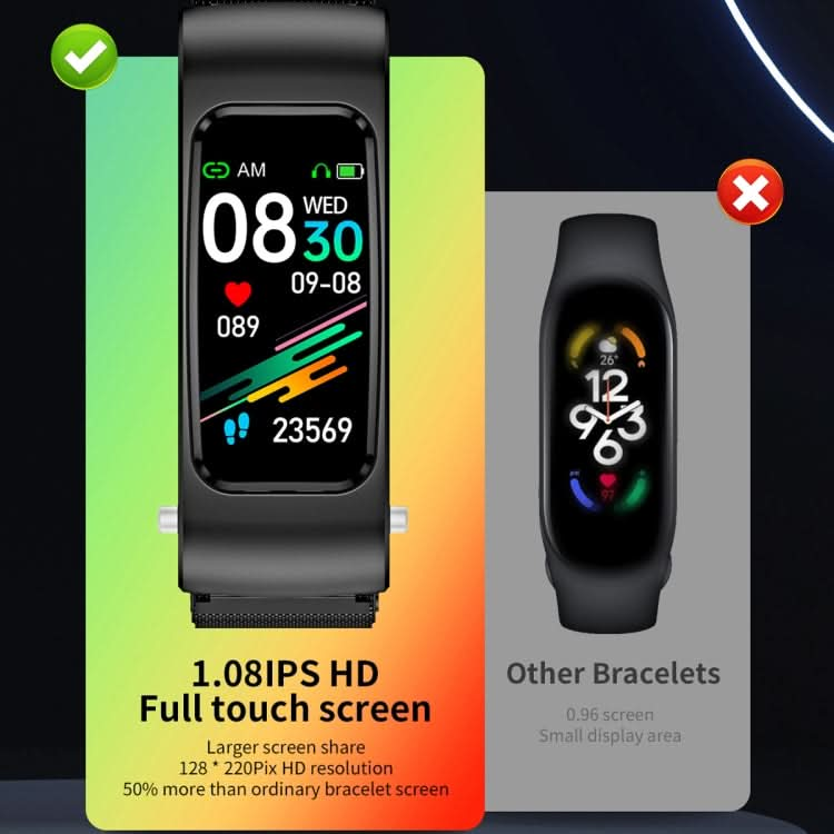 K60 1.08 inch Silicone and Earphone Detachable Life Waterproof Smart Watch Support Bluetooth Call