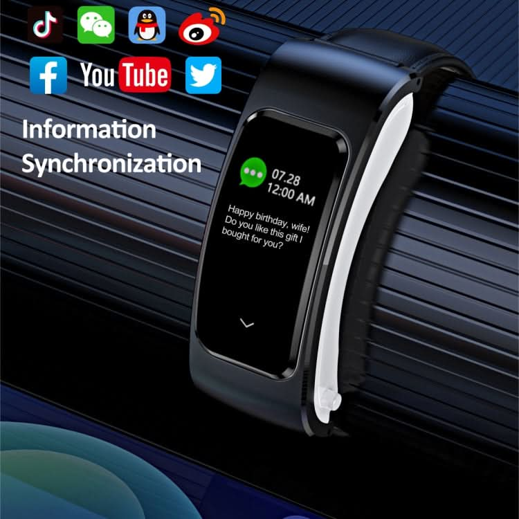 K60 1.08 inch Silicone and Earphone Detachable Life Waterproof Smart Watch Support Bluetooth Call