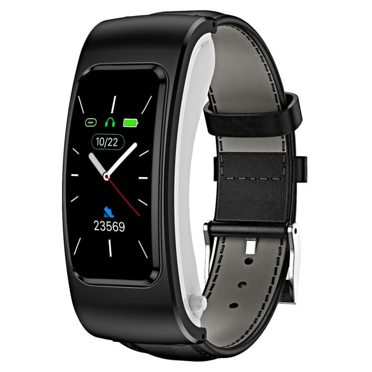 K60 1.08 inch Leather Band Earphone Detachable Life Waterproof Smart Watch Support Bluetooth Call