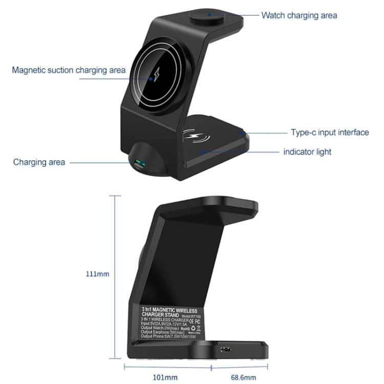 WT-158 Magnetic Multi in one wireless Charger