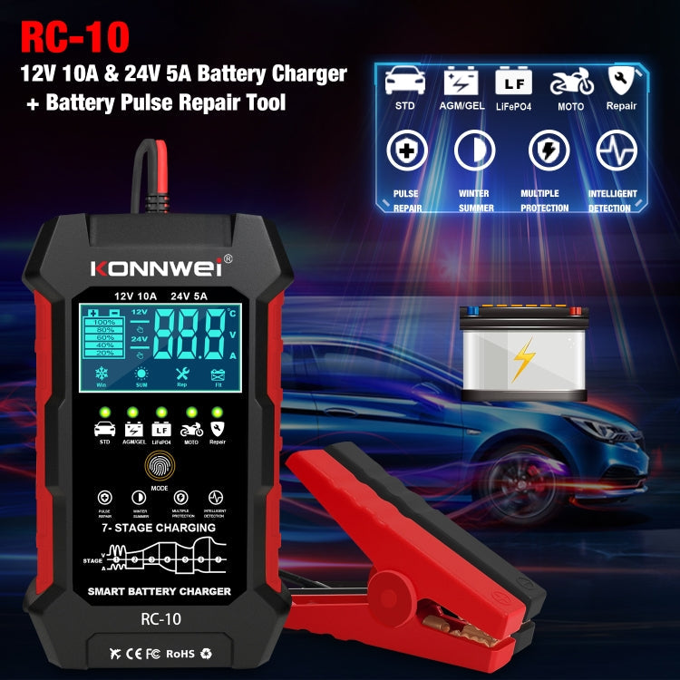 KONNWEI CR-10 2.4 inch Car Battery Charger Battery Pulse Repair Tool ÎҵÄÉ̵ê