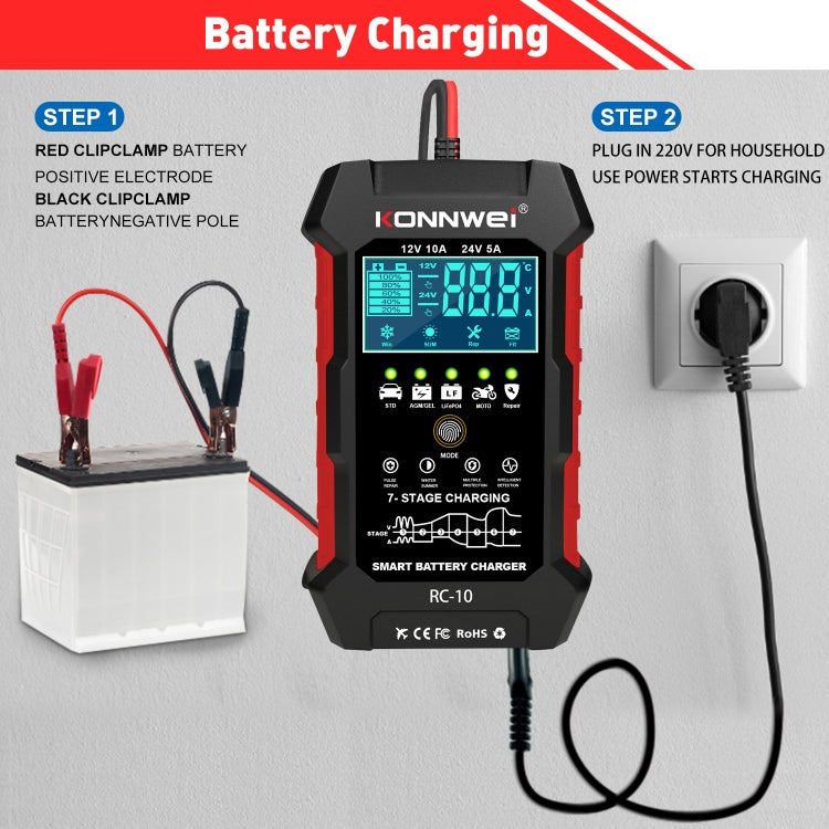 KONNWEI CR-10 2.4 inch Car Battery Charger Battery Pulse Repair Tool ÎҵÄÉ̵ê