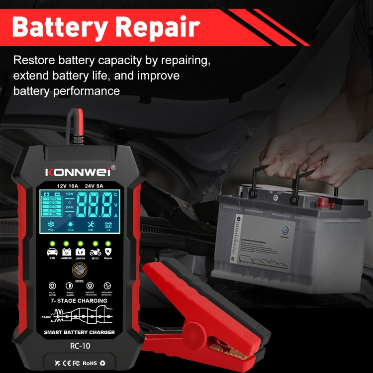 KONNWEI CR-10 2.4 inch Car Battery Charger Battery Pulse Repair Tool ÎҵÄÉ̵ê