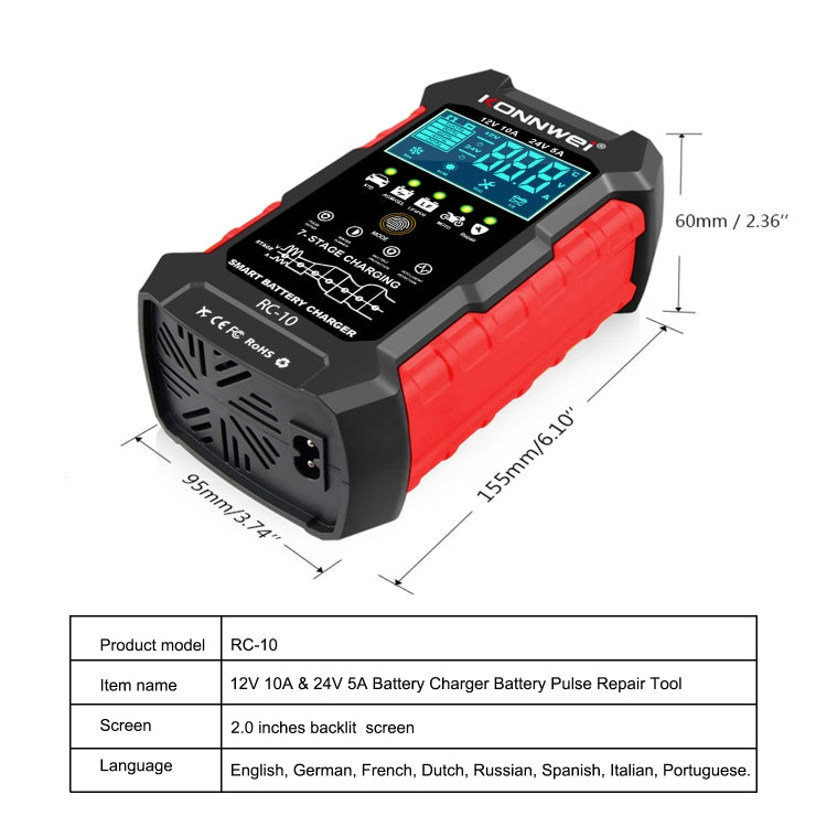 KONNWEI CR-10 2.4 inch Car Battery Charger Battery Pulse Repair Tool ÎҵÄÉ̵ê